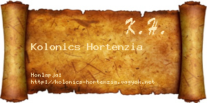 Kolonics Hortenzia névjegykártya